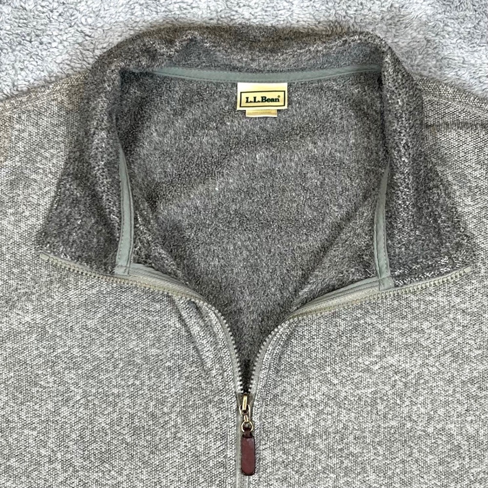 LL Bean Mens XL Gray Full Zip Sweater Fleece Jacket Mock Neck OJY18 Made in USA